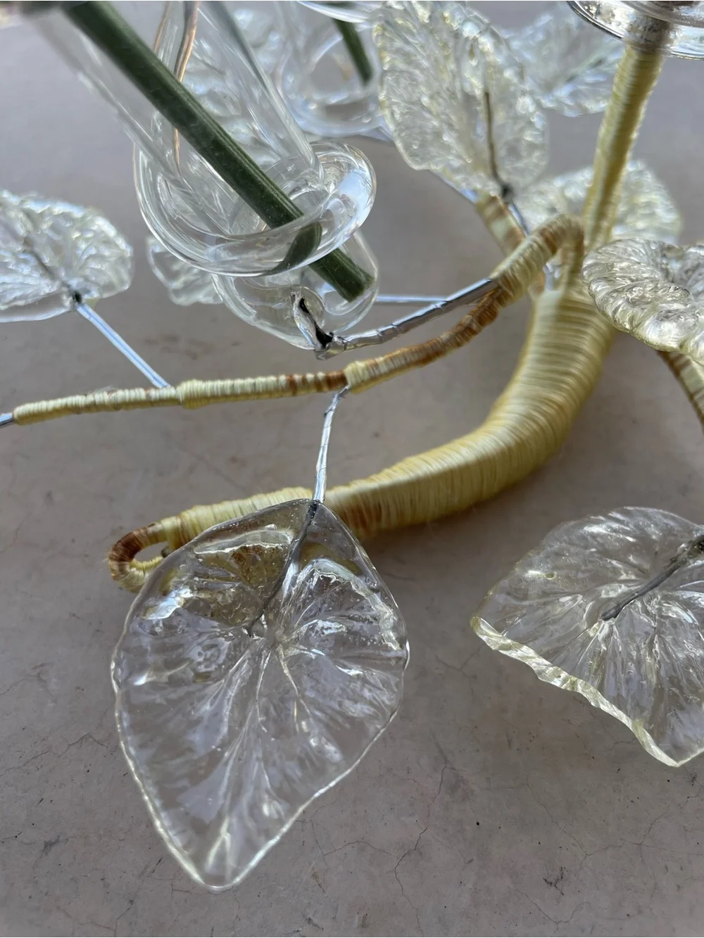 Vintage Murano Style Glass Flower Candelabra Centerpiece Venetian Epergne Tussie